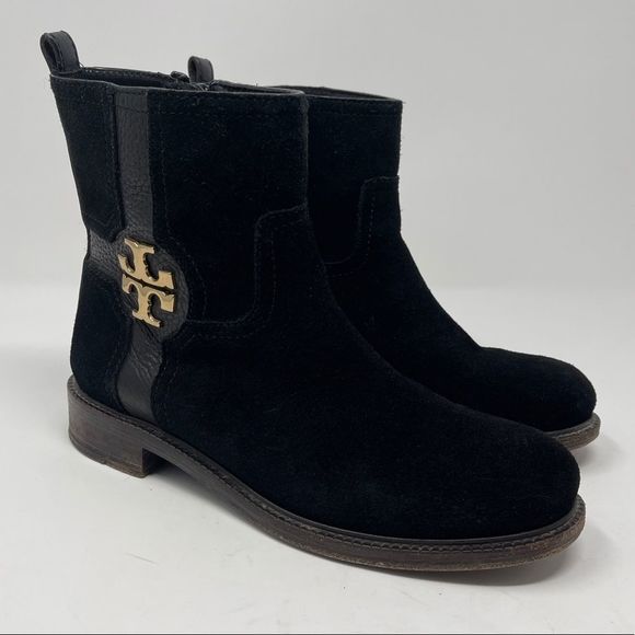 TORY BURCH Women's Size 6.5 Alaina Ankle Boots Booties  Black Suede 5451 - Picture 1 of 9